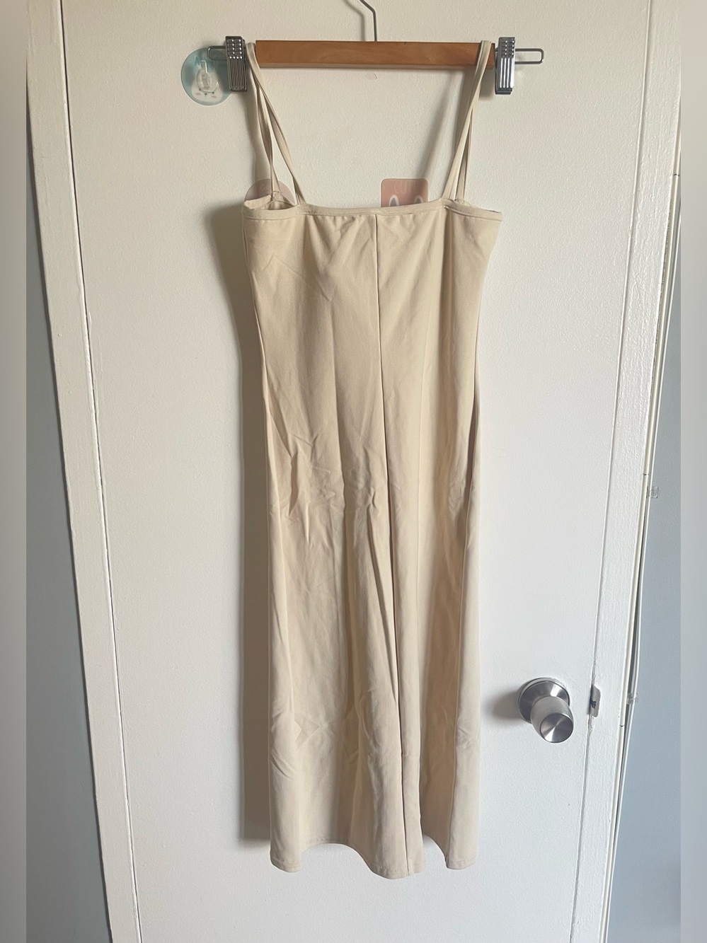 Spaghetti Strap Cream Midi Dress With Bow Tie Back Size S